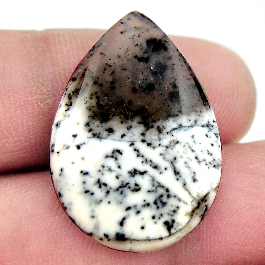 Natural 14.35cts dendrite opal (merlinite) white 28x19 mm loose gemstone s17764