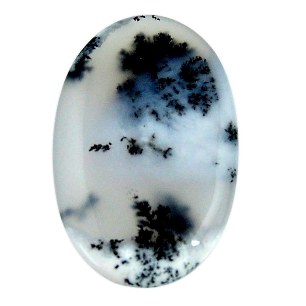 Natural 23.45cts dendrite opal (merlinite) white 32x20 mm loose gemstone s18643