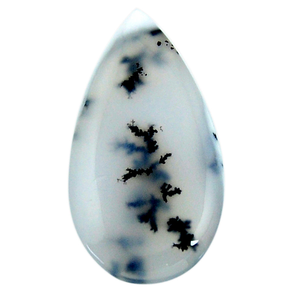 Natural 21.25cts dendrite opal (merlinite) white 33.5x18mm loose gemstone s18648