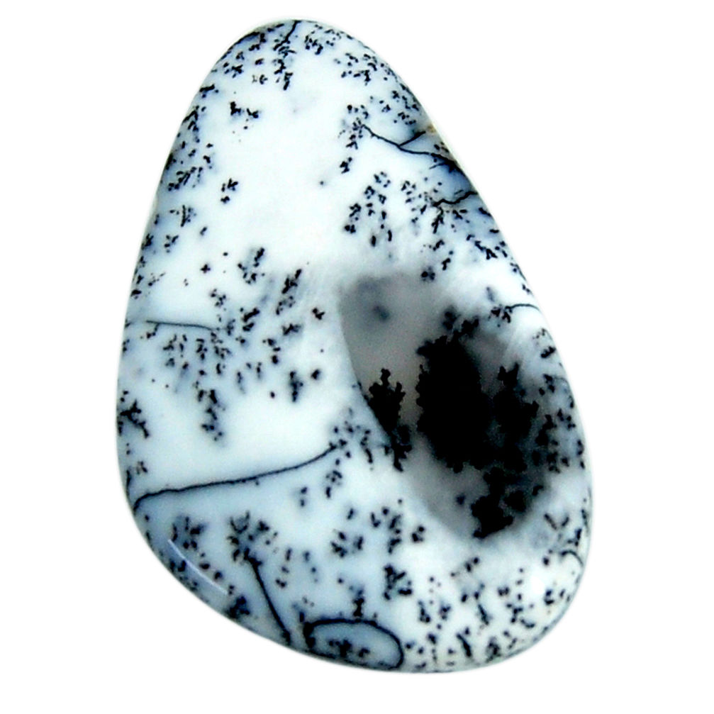 Natural 29.45cts dendrite opal (merlinite) white 36x22.5mm loose gemstone s18641