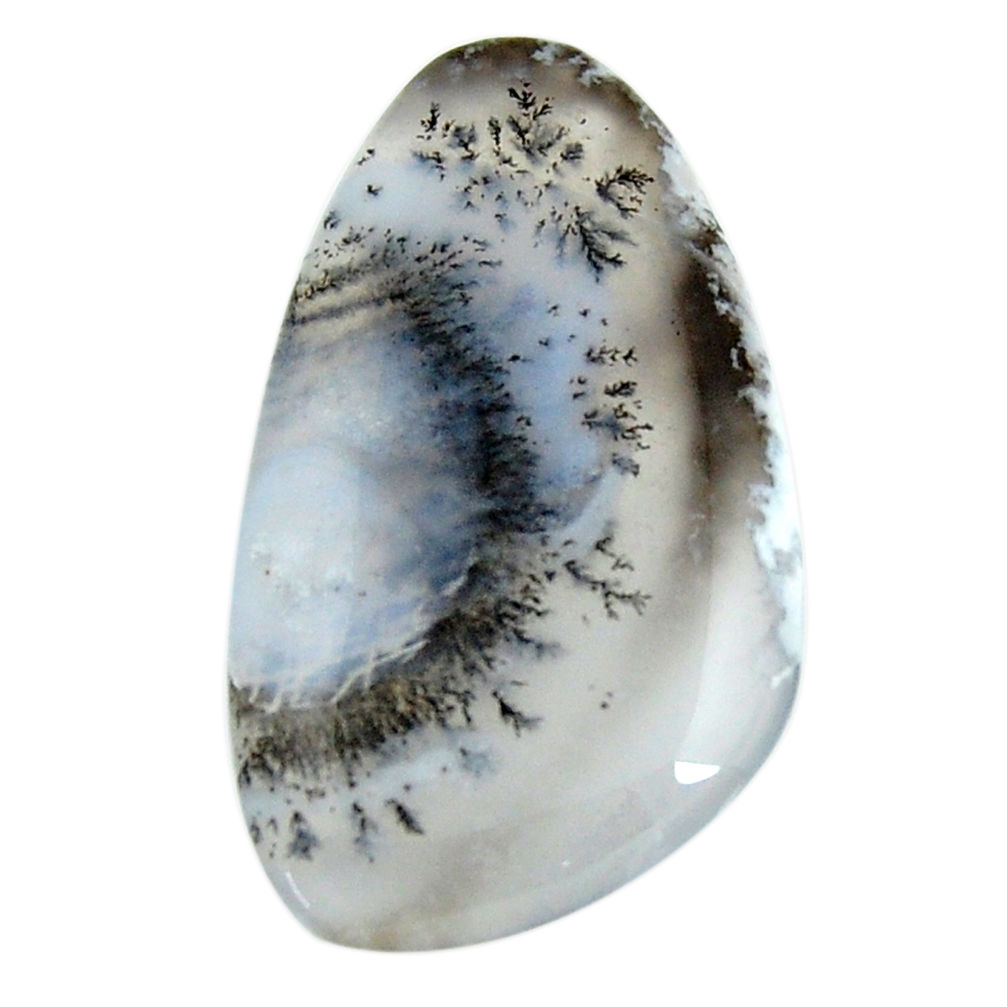 Natural 29.45cts dendrite opal (merlinite) white 38x22 mm loose gemstone s18659