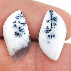 Natural 13.45cts dendrite opal cabochon 21x10mm fancy pair loose gemstone s25053
