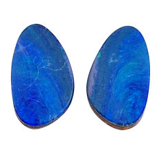 Natural 3.05cts doublet opal australian blue 10x6 mm loose pair gemstone s30204