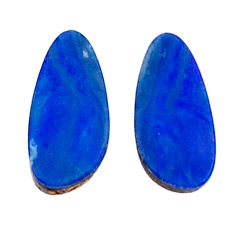 Natural 3.15cts doublet opal australian blue 11x5 mm loose pair gemstone s30212