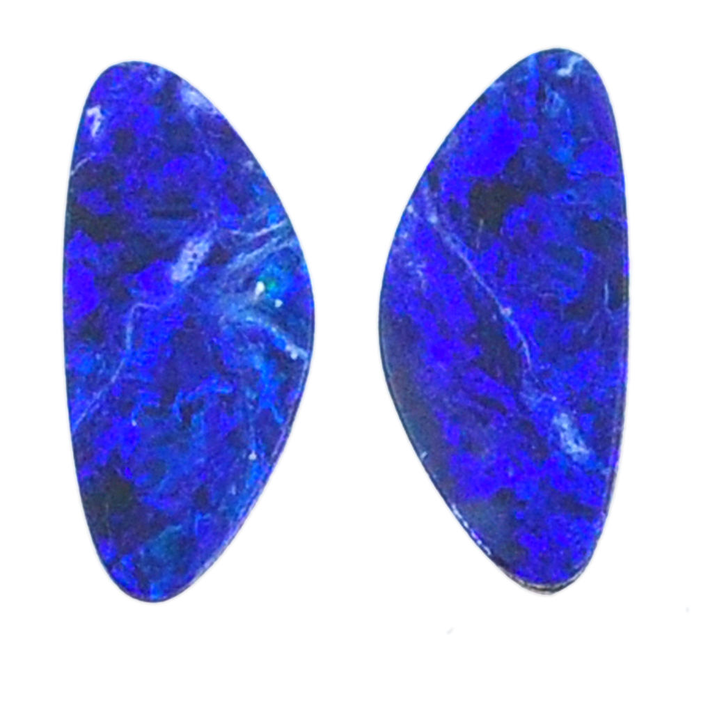 Natural 3.15cts doublet opal australian blue 12.5x5 mm loose gemstone s20175