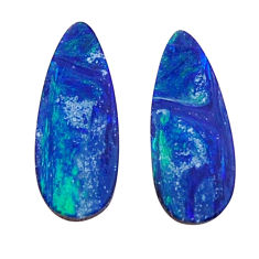 Natural 3.10cts doublet opal australian blue 12.5x5mm loose pair gemstone s30207