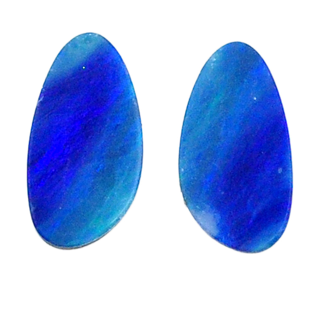 Natural 3.10cts doublet opal australian blue 13x5.5 mm loose gemstone s20195