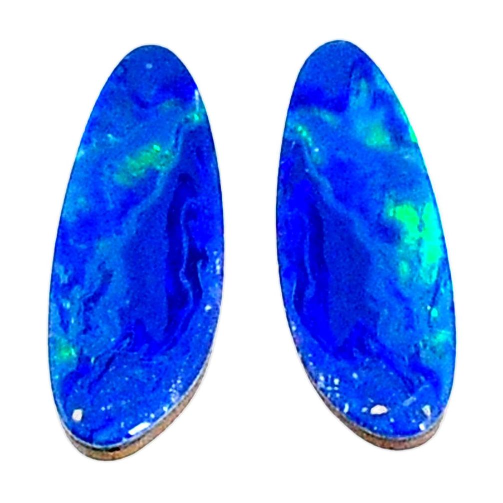 Natural 3.10cts doublet opal australian blue 14x5 mm fancy loose gemstone s20157