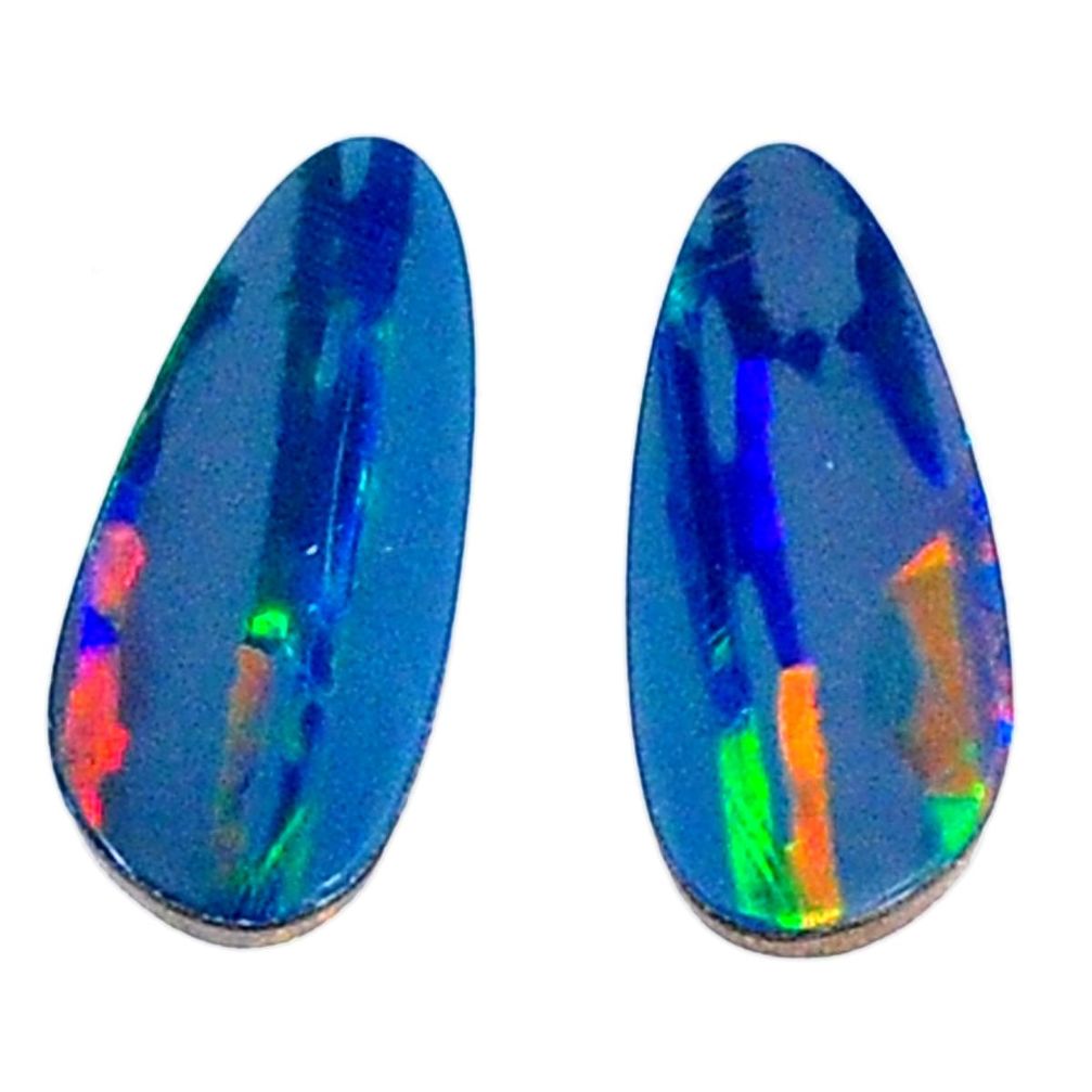 Natural 4.05cts doublet opal australian blue 14x6 mm fancy loose gemstone s20148