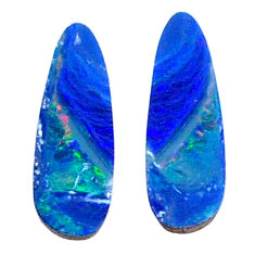Natural 3.10cts doublet opal australian blue 15x5 mm fancy loose gemstone s20146