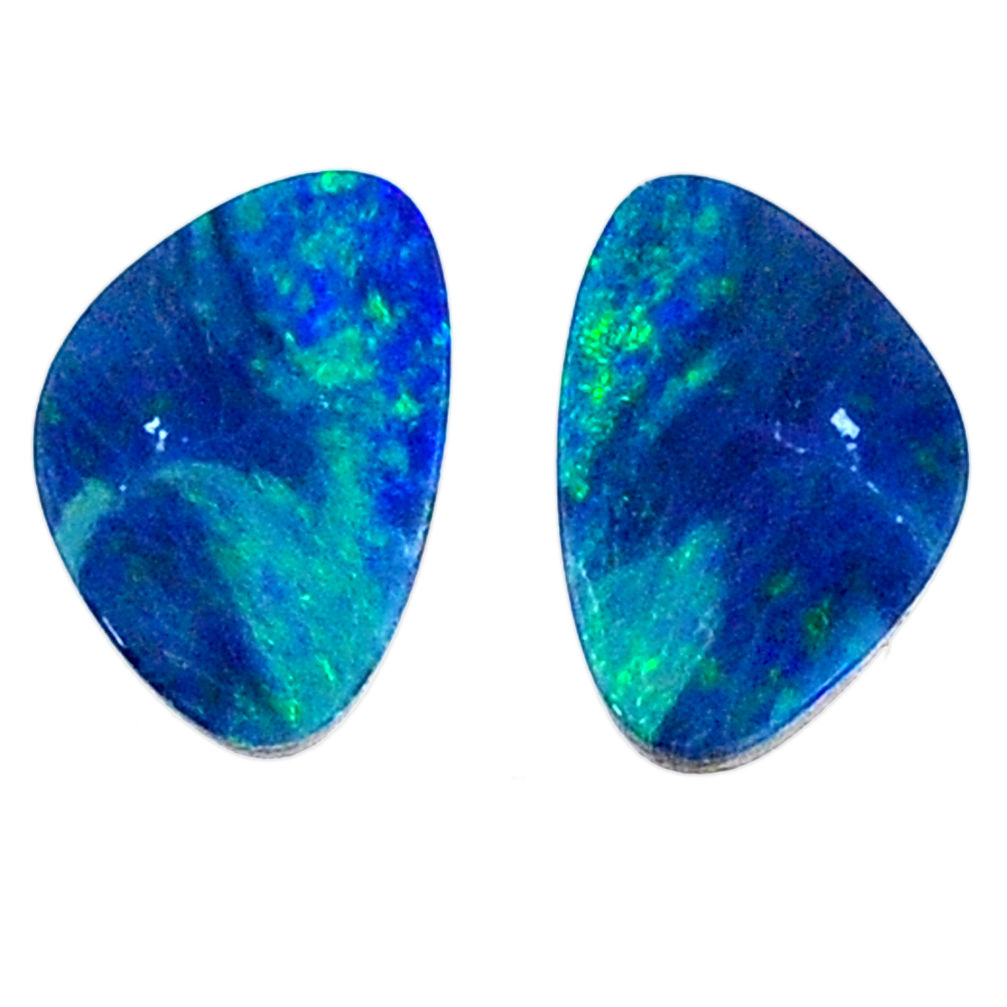 Natural 4.35cts doublet opal australian blue 15x6 mm fancy loose gemstone s20190