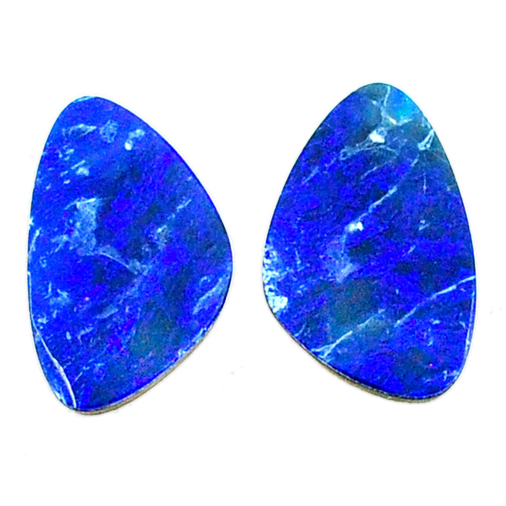 Natural 9.45cts doublet opal australian blue 17x10 mm pair loose gemstone s22201