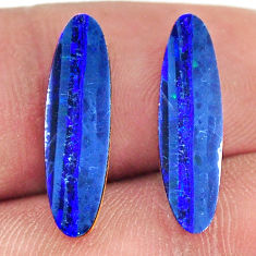 Natural 4.35cts doublet opal australian blue 20x5 mm pair loose gemstone s16663