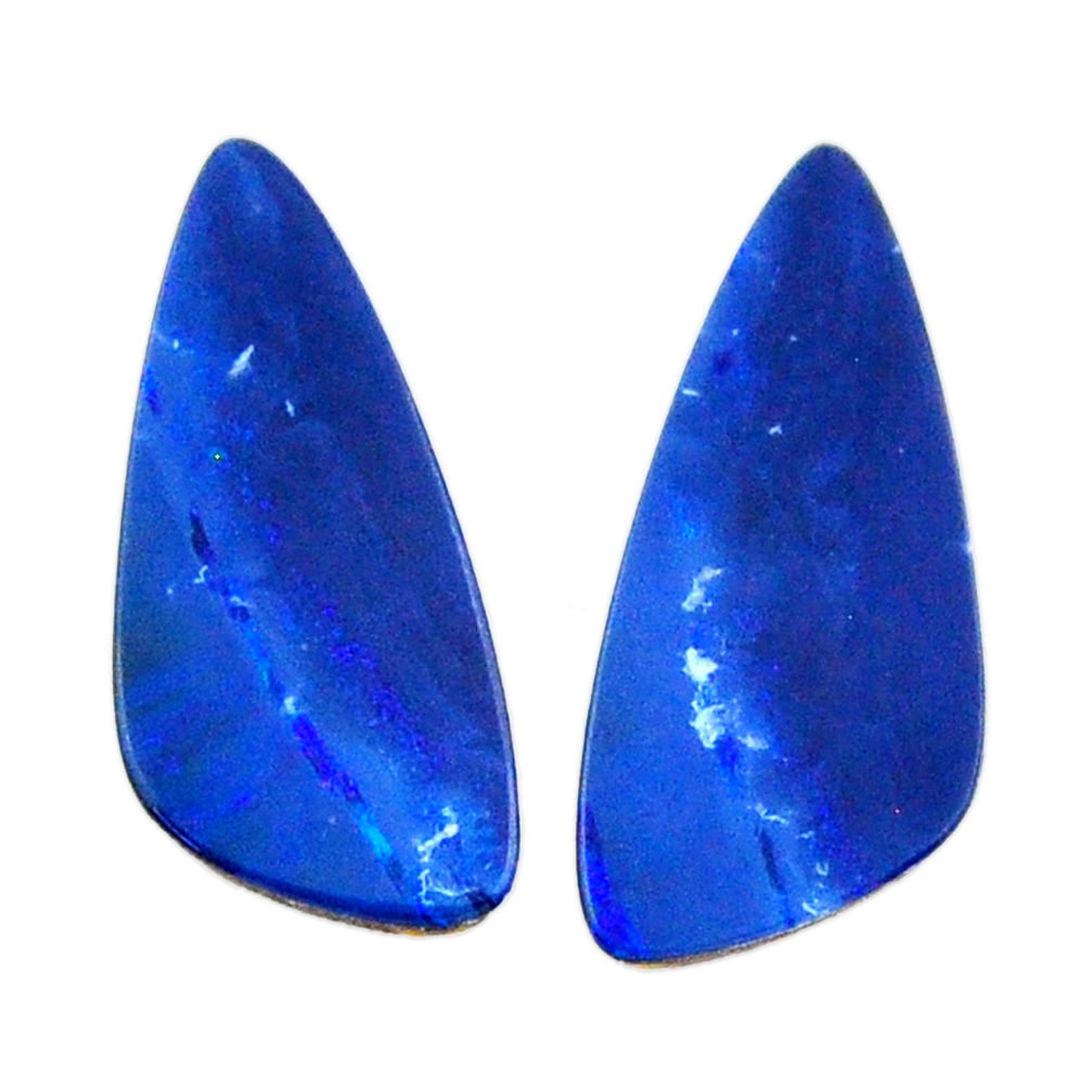 Natural 8.10cts doublet opal australian blue 20x9 mm pair loose gemstone s19221