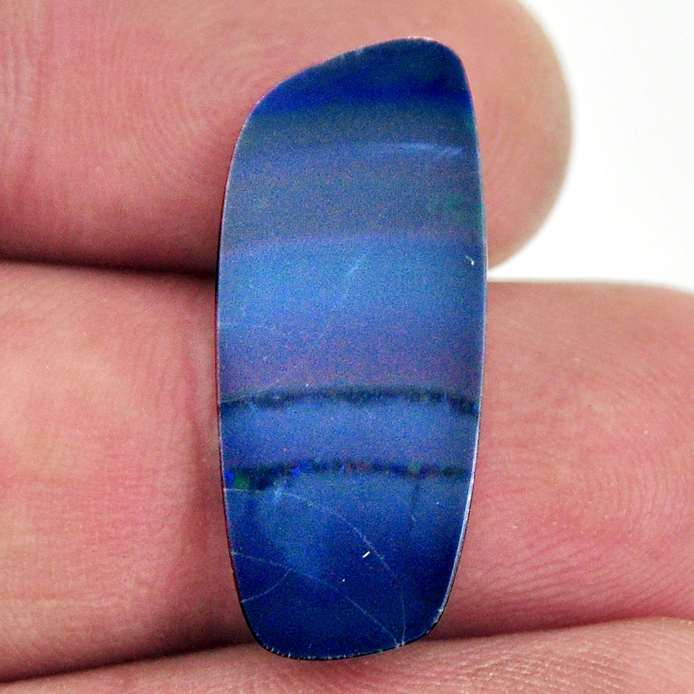 Natural 7.40cts doublet opal australian blue 23.5x10 mm loose gemstone s16776