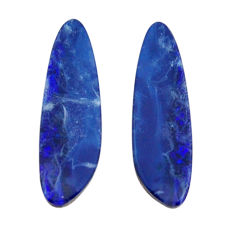 Natural 7.25cts doublet opal australian blue 28x7 mm loose pair gemstone s30200