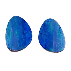 Natural 2.35cts doublet opal australian blue 8x6 mm loose pair gemstone s30211