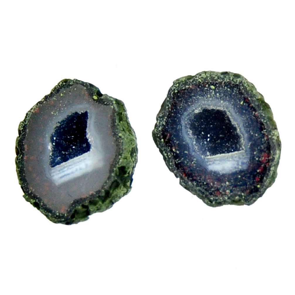 Natural 9.20cts geode druzy black 13.5x10 mm fancy pair loose gemstone s16488