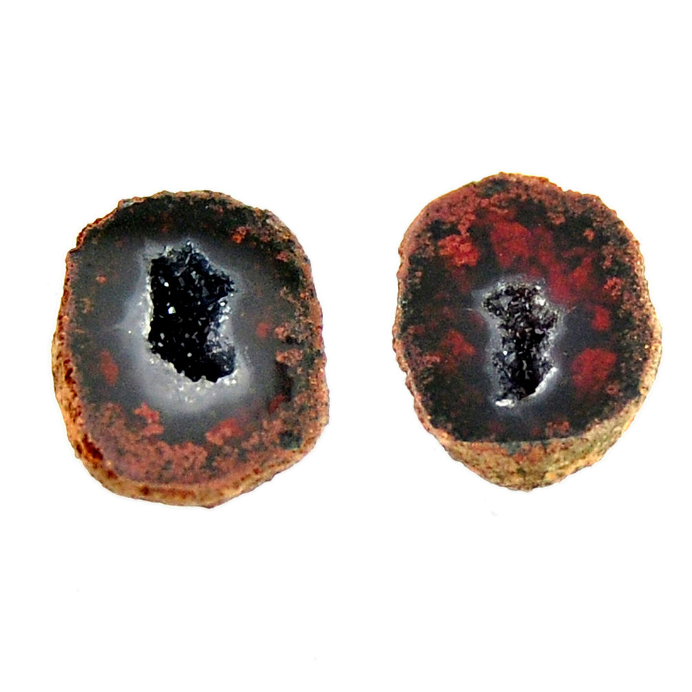 Natural 11.20cts geode druzy black 13.5x11 mm fancy pair loose gemstone s16512