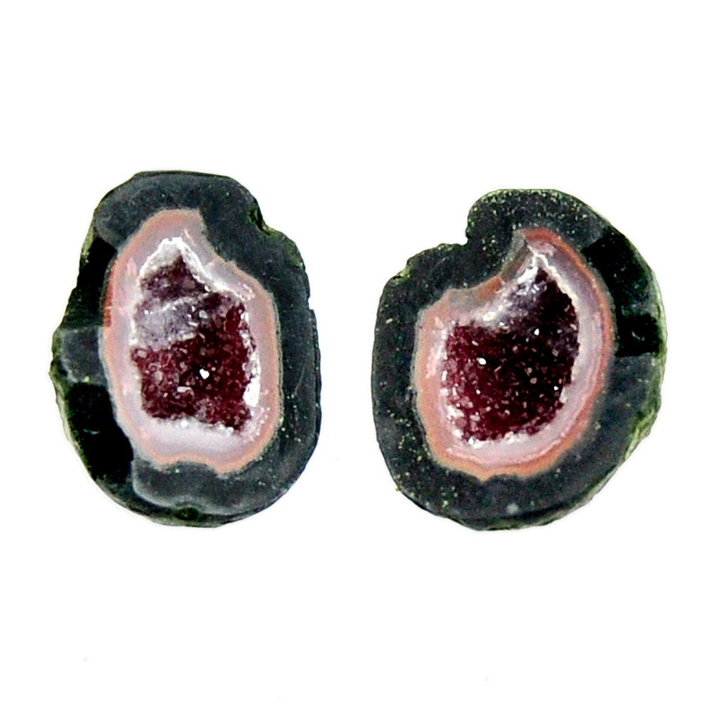 Natural 9.20cts geode druzy black 13x11 mm fancy pair loose gemstone s16504