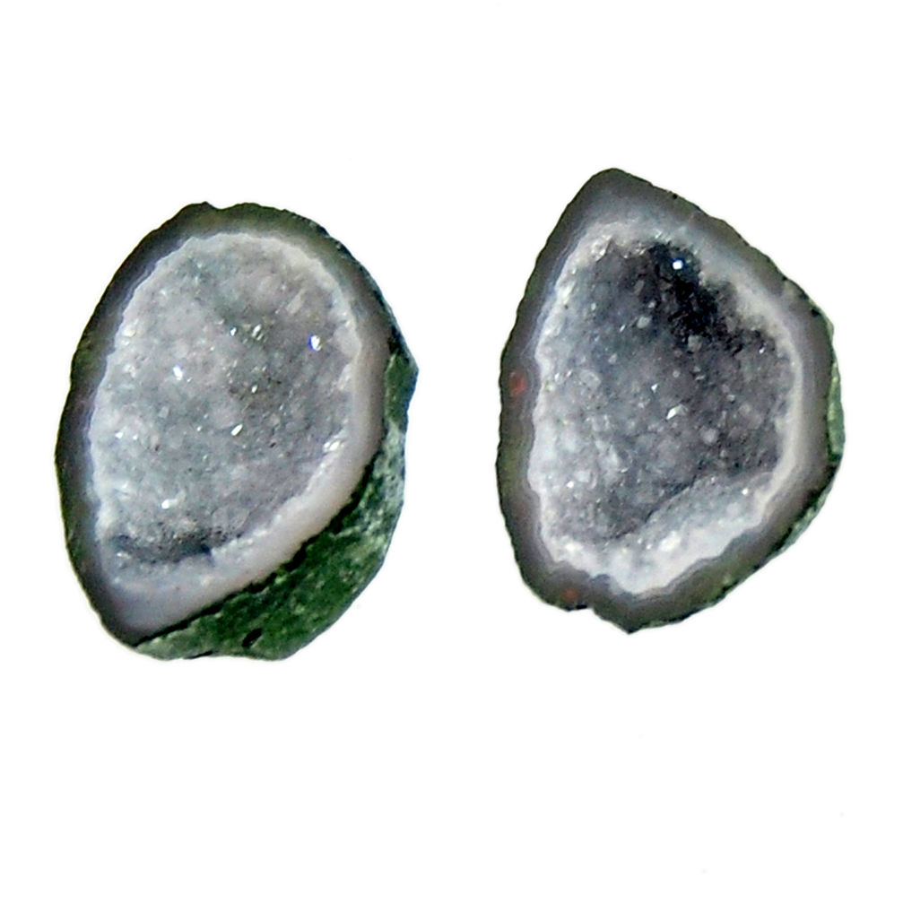Natural 7.40cts geode druzy black 15x11 mm fancy pair loose gemstone s16489