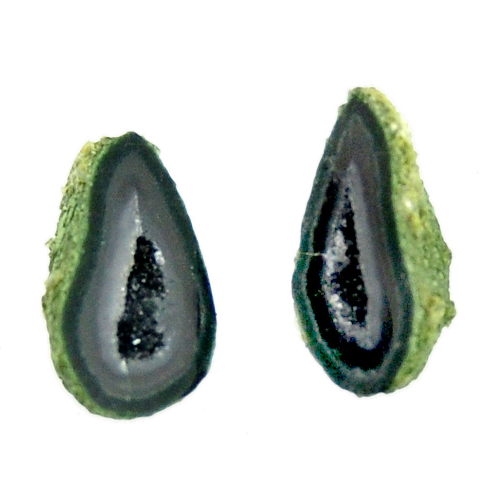 Natural 8.25cts geode druzy black 15x8.5 mm fancy pair loose gemstone s16528