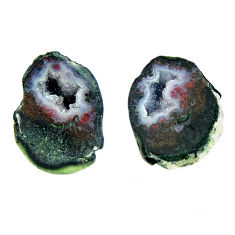 Natural 18.25cts geode druzy black 16.5x12 mm fancy pair loose gemstone s16537