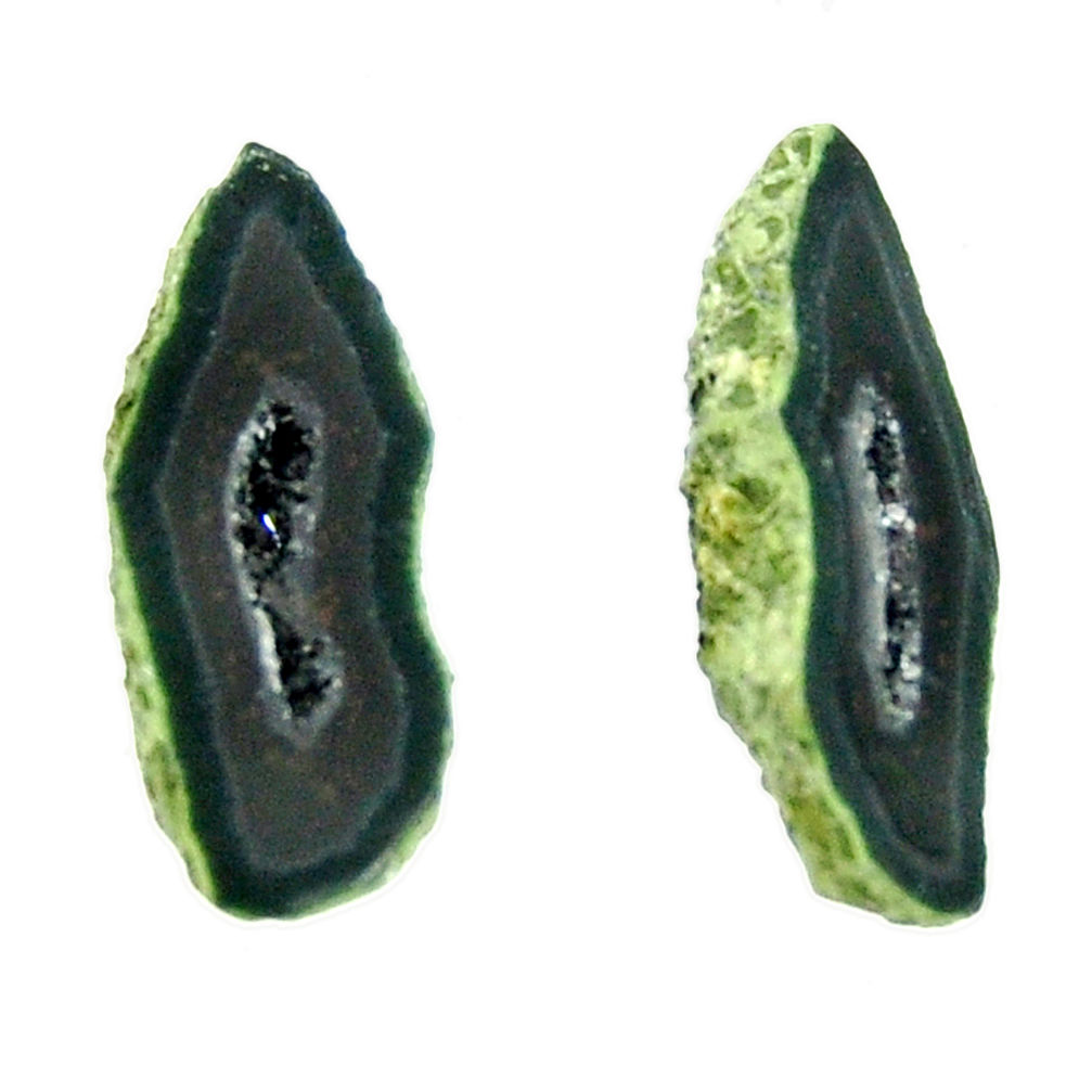 Natural 9.15cts geode druzy black 18.5x7 mm fancy pair loose gemstone s16529