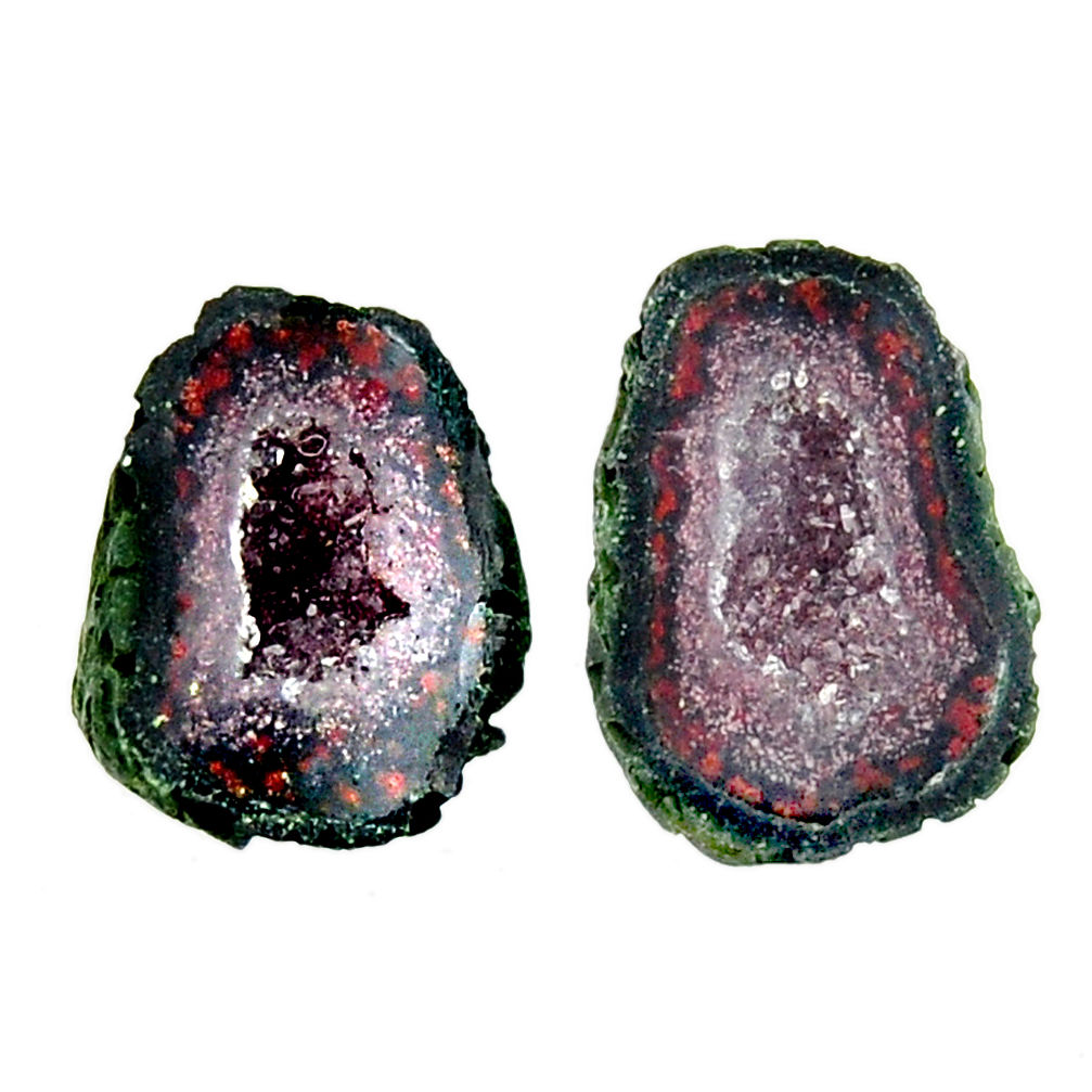 Natural 8.35cts geode druzy brown 13x10 mm fancy pair loose gemstone s16518