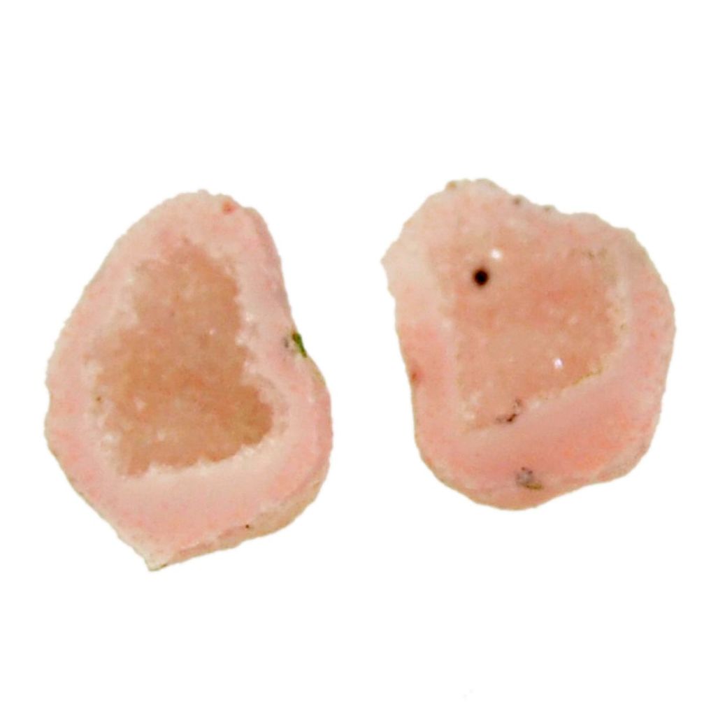 Natural 4.15cts geode druzy pink 12x8.5 mm fancy pair loose gemstone s16536