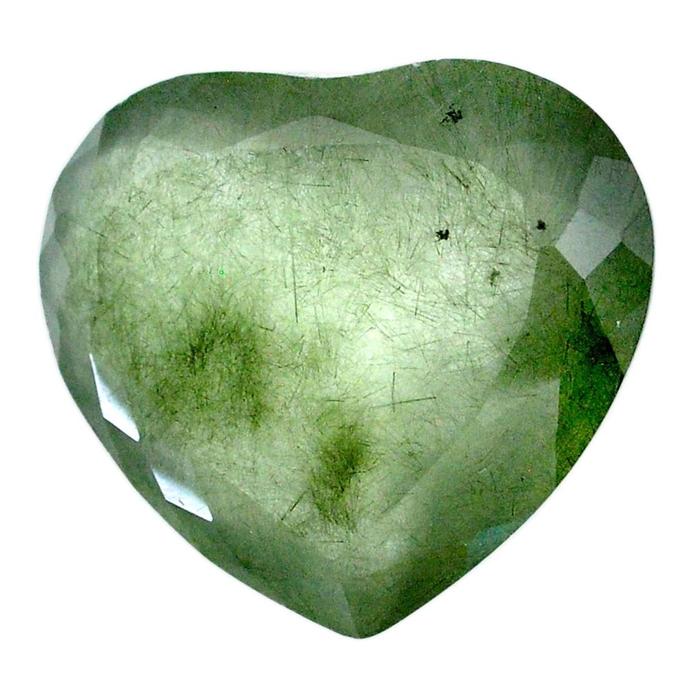 Natural 59.35cts green rutile cabochon 30x26 mm heart loose gemstone s20093