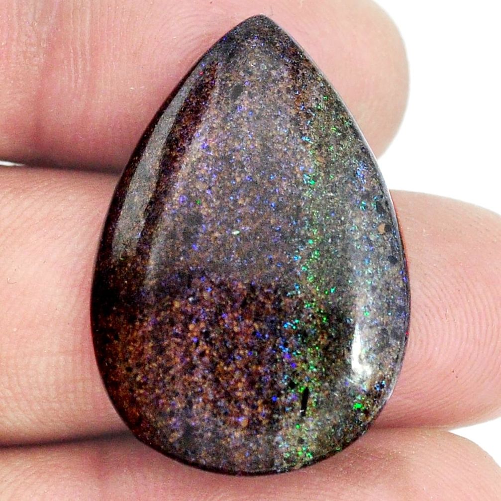 Natural 19.05cts honduran matrix opal black 30x20 mm pear loose gemstone s21439