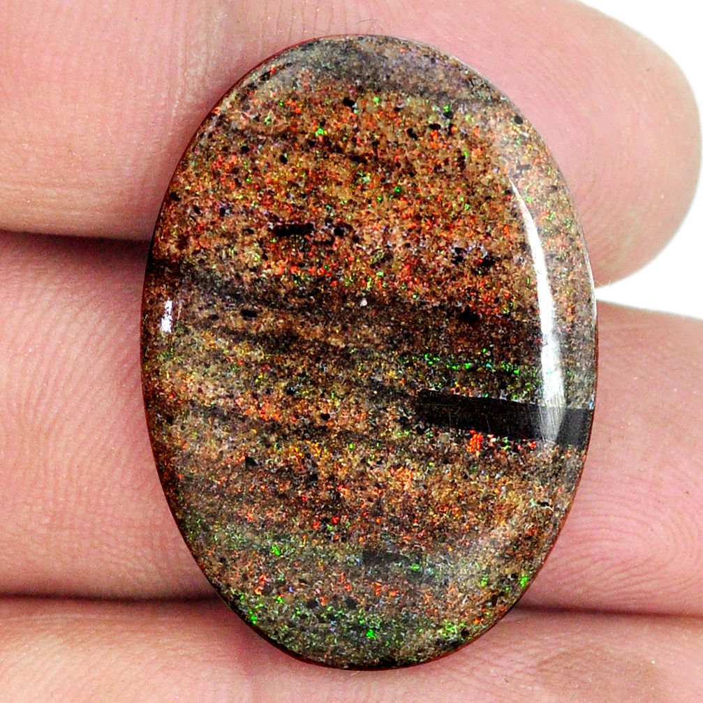 Natural 18.35cts honduran matrix opal black 30x21 mm oval loose gemstone s21422