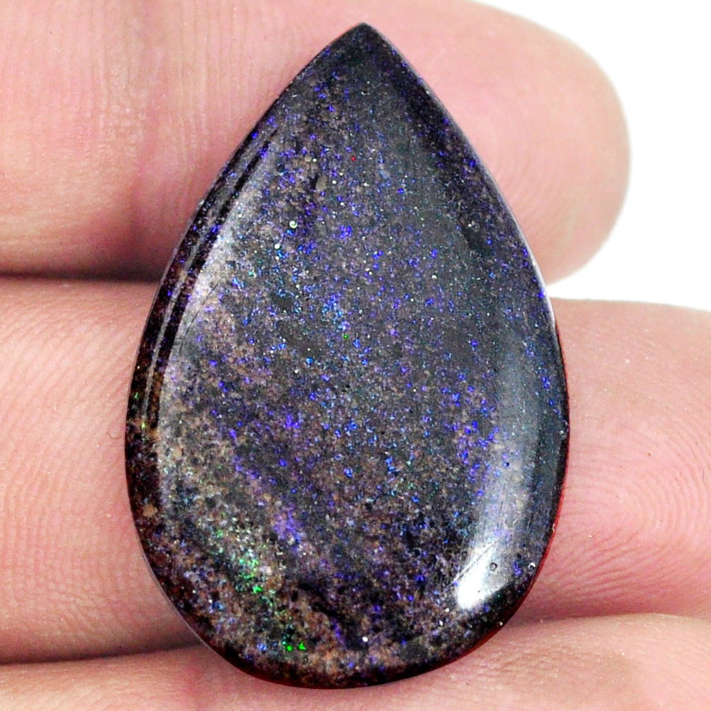 Natural 16.20cts honduran matrix opal black 32x20 mm pear loose gemstone s21432