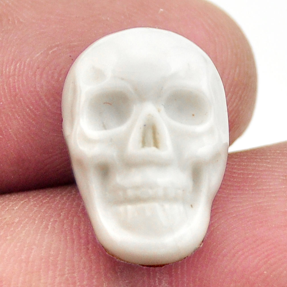 Natural 9.45cts howlite white carving 17.5x12 mm skull loose gemstone s18082