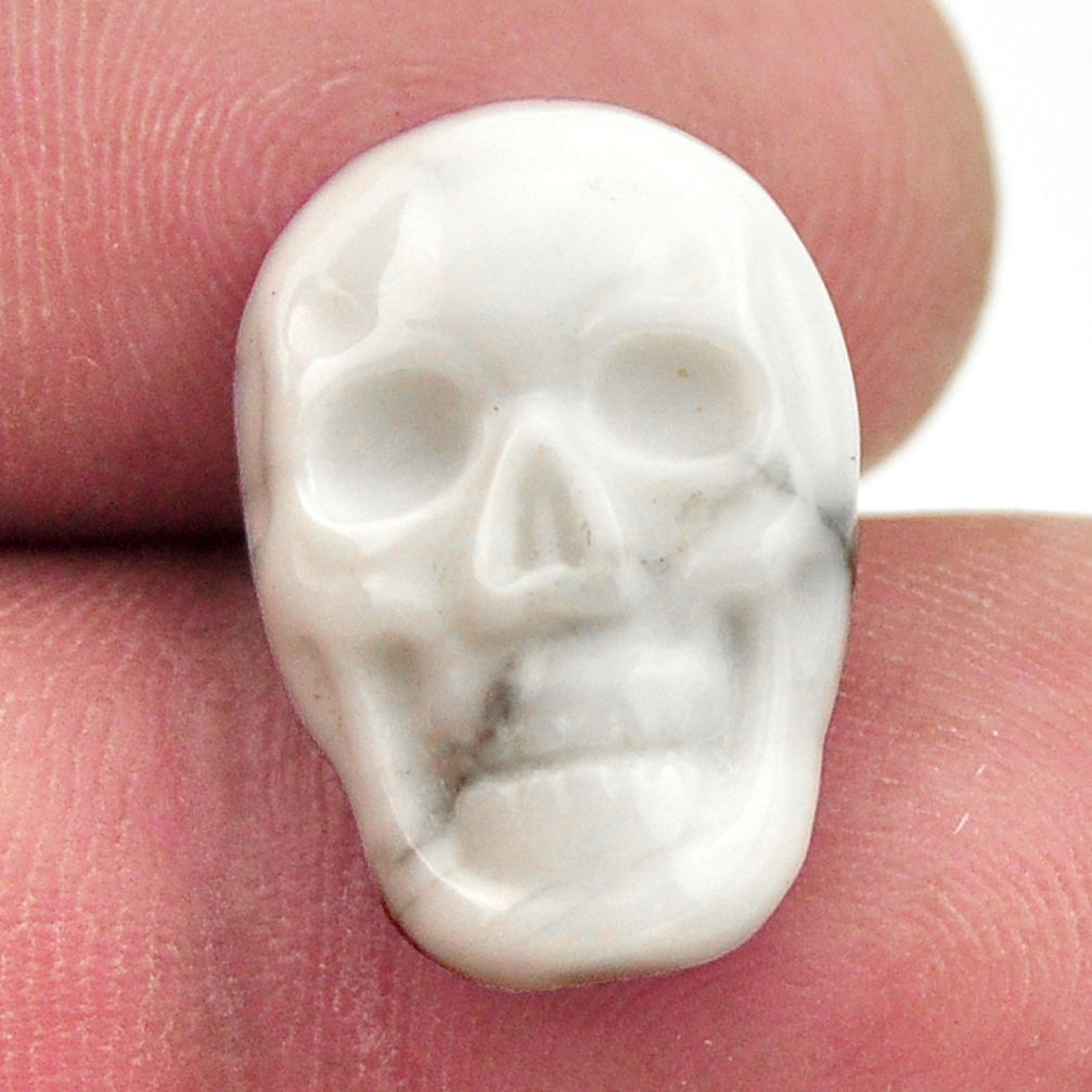 Natural 8.45cts howlite white carving 17.5x12 mm skull loose gemstone s18083