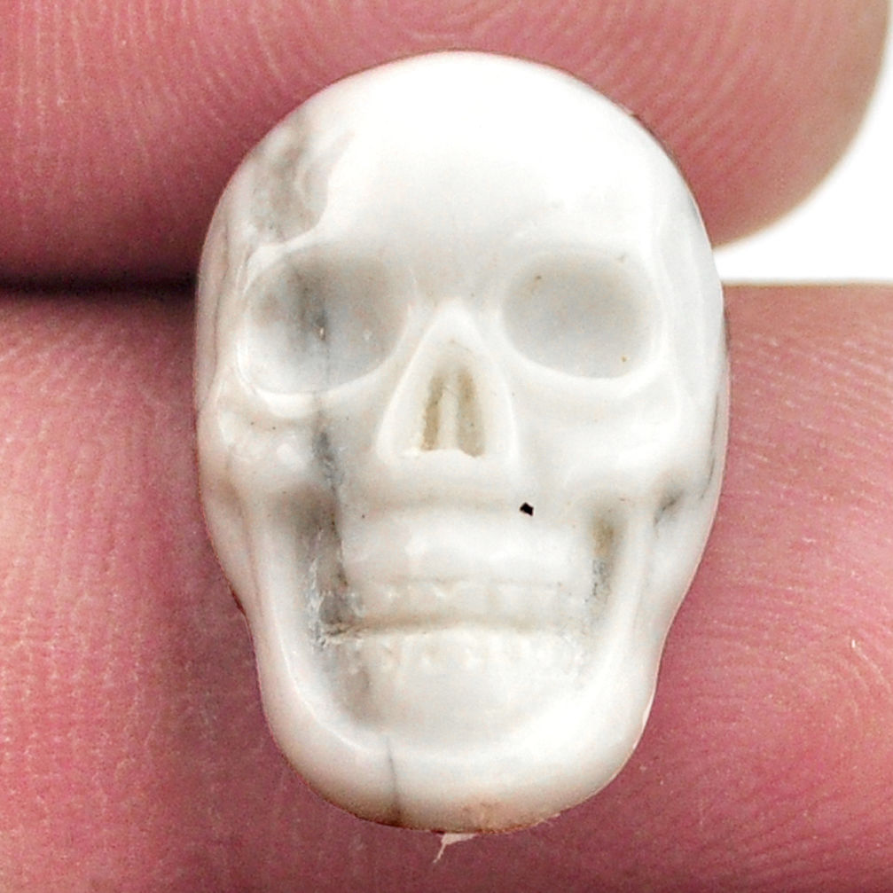 Natural 9.35cts howlite white carving 17.5x12 mm skull loose gemstone s18084