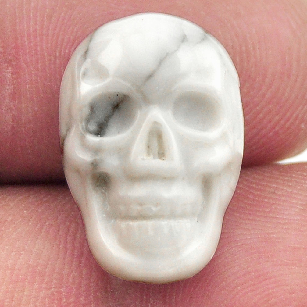 Natural 8.35cts howlite white carving 17.5x12 mm skull loose gemstone s18088