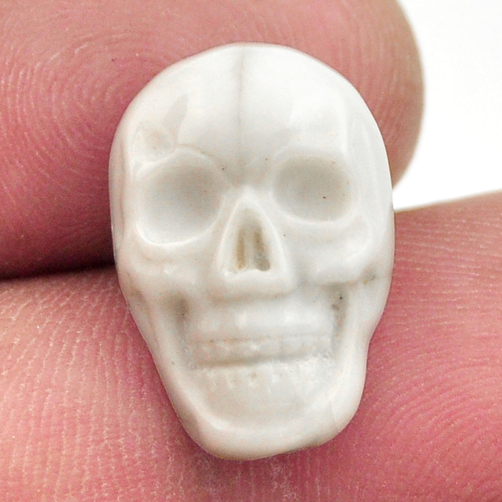 Natural 8.15cts howlite white carving 17.5x12 mm skull loose gemstone s18089