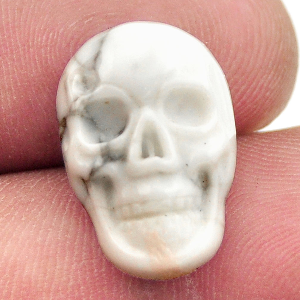 Natural 8.45cts howlite white carving 17.5x12 mm skull loose gemstone s18090