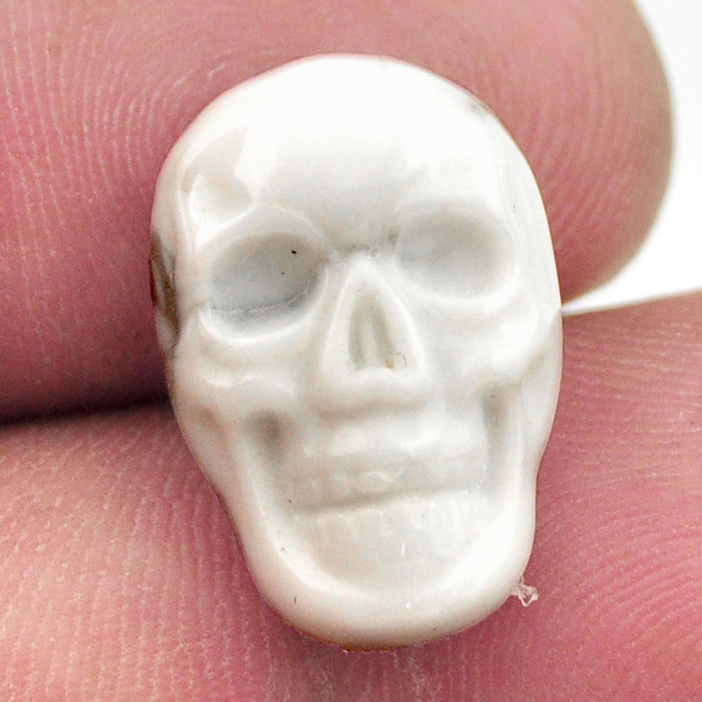 Natural 9.45cts howlite white carving 17.5x12 mm skull loose gemstone s18091