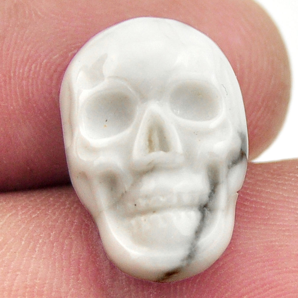 Natural 9.45cts howlite white carving 17.5x12 mm skull loose gemstone s18092