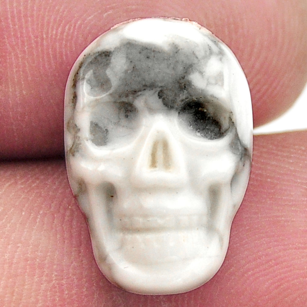 Natural 8.45cts howlite white carving 17.5x12 mm skull loose gemstone s18097