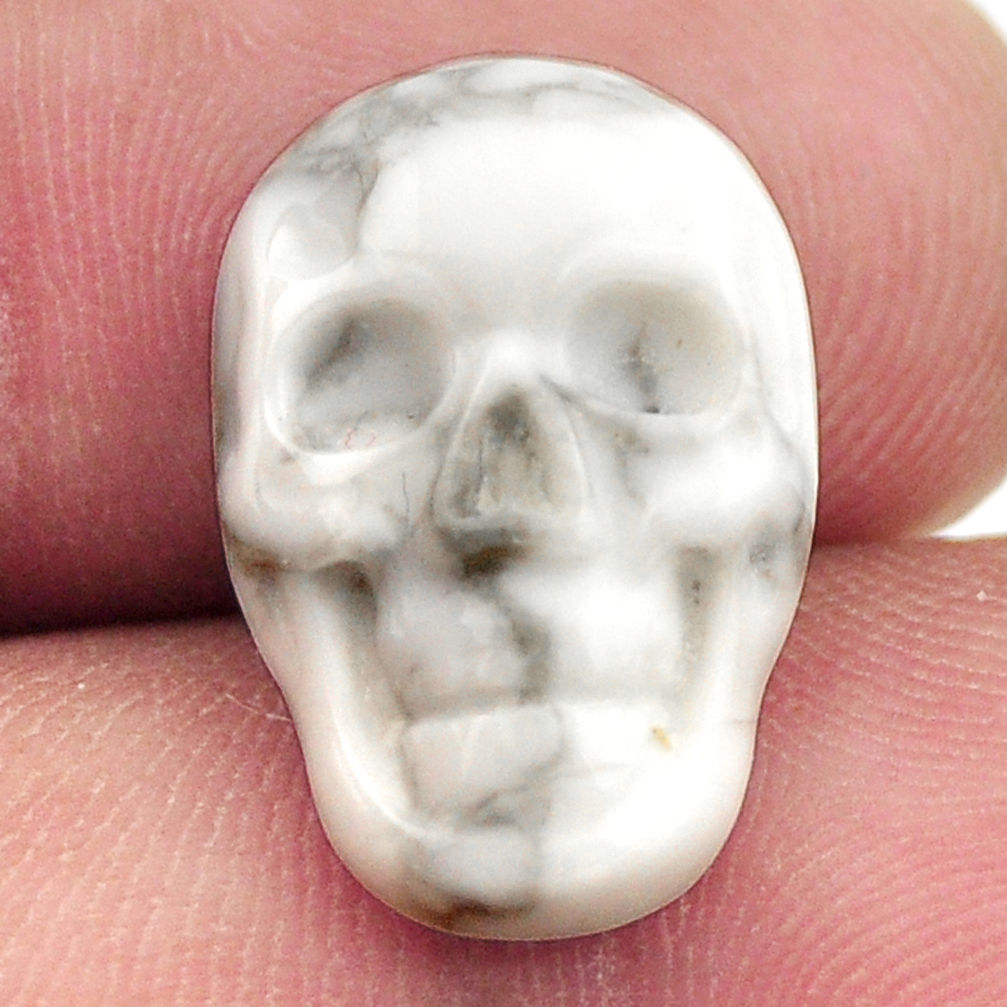 Natural 7.30cts howlite white carving 17.5x12 mm skull loose gemstone s18098