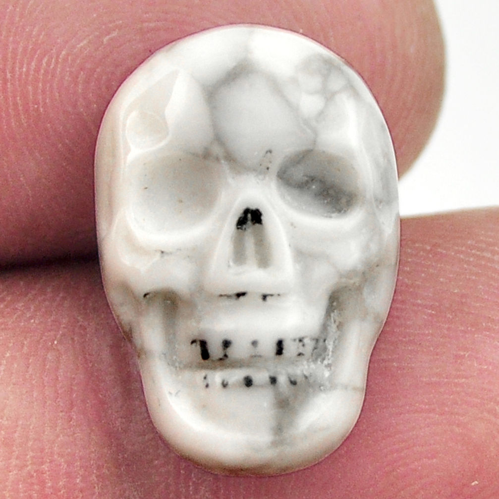 Natural 9.35cts howlite white carving 17.5x12 mm skull loose gemstone s18099