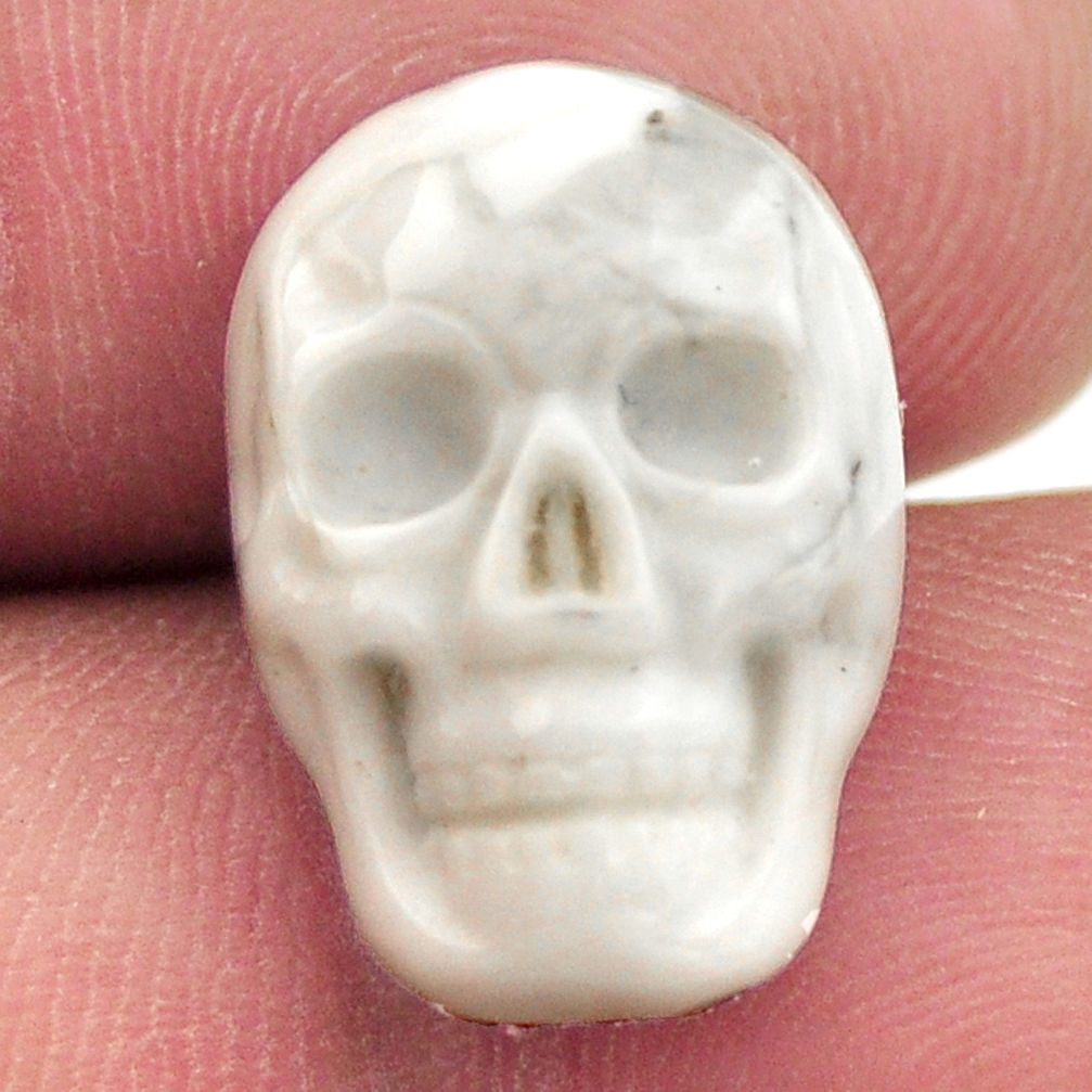 Natural 9.45cts howlite white carving 17x12 mm skull loose gemstone s18093