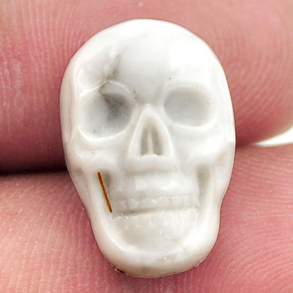 Natural 9.30cts howlite white carving 18x12 mm skull loose gemstone s18096