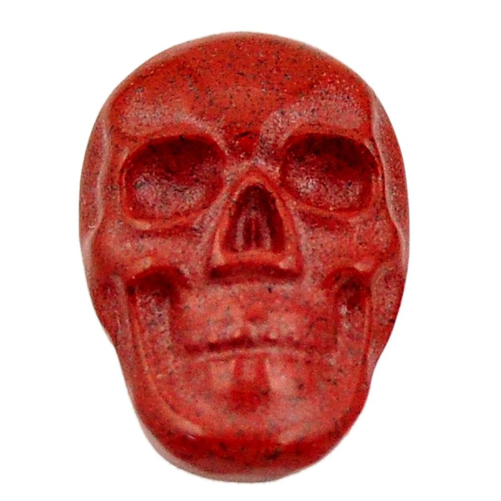 Natural 7.40cts jasper red carving 17.5x12 mm fancy skull loose gemstone s18183