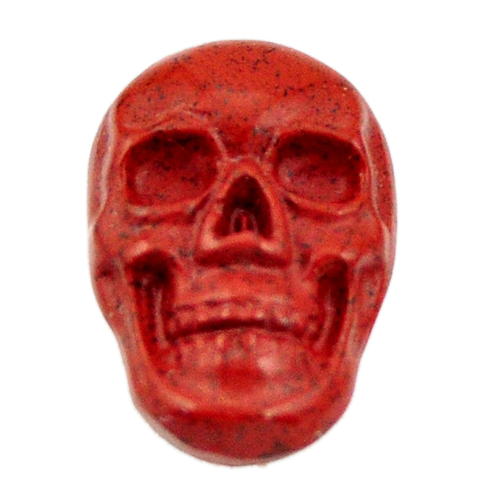 Natural 8.25cts jasper red carving 17.5x12 mm fancy skull loose gemstone s18189