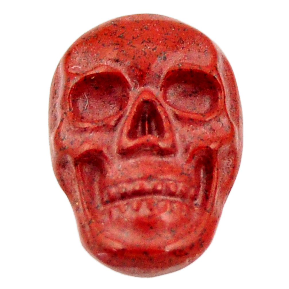 Natural 7.15cts jasper red carving 17x12 mm fancy skull loose gemstone s18195